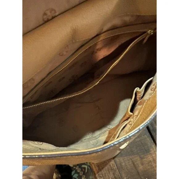 Tory Burch Marion Whipstitch Saddle Bag Tan Leather 2-way Bag Soft - Picture 5 of 10